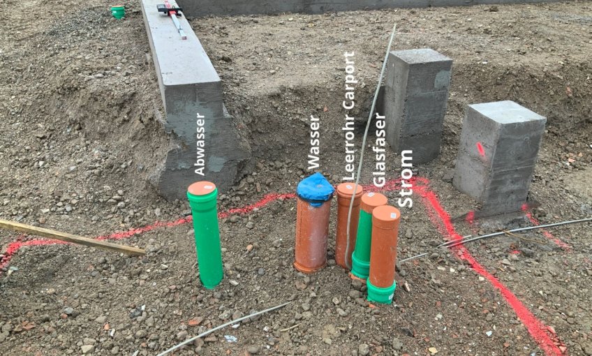 Die Versorgungsleitungen wurden außen verlegt.