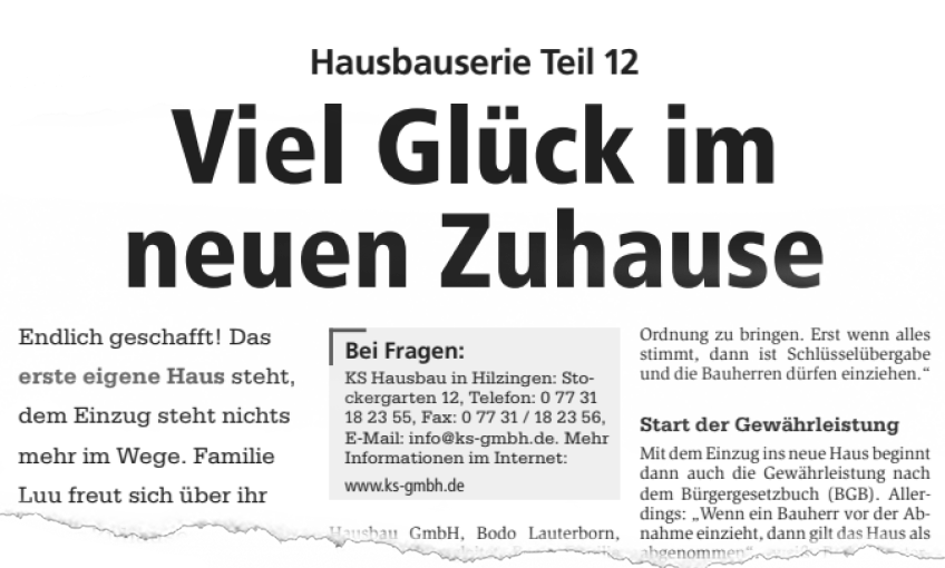 Viel Glück im neuen Zuhause - Hausbauserie Teil 12