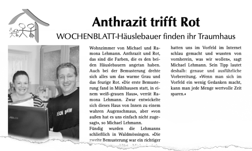 Anthrazit trifft Rot WOCHENBLATT-Häuslebauer finden ihr Traumhaus