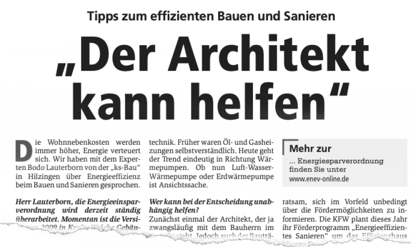 Tipps zum effizienten Bauen und Sanieren „Der Architekt kann helfen“