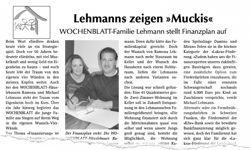 Lehmanns zeigen »Muckis« WOCHENBLATT-Familie Lehmann stellt Finanzplan auf